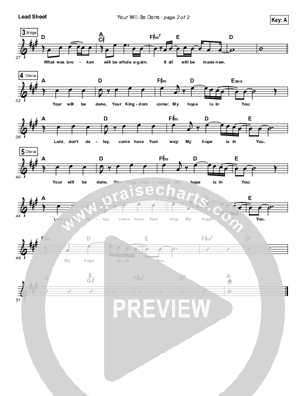 Your Will Be Done Lead (SAT) (Rush Of Fools)