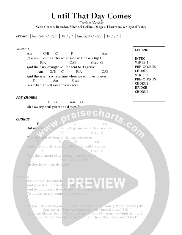 Until That Day Comes Chord Chart (Sean Carter / Magen Thurman)