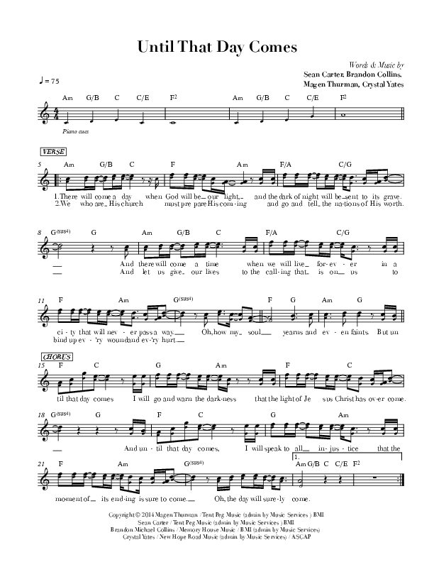 Until That Day Comes Lead Sheet (Sean Carter / Magen Thurman)
