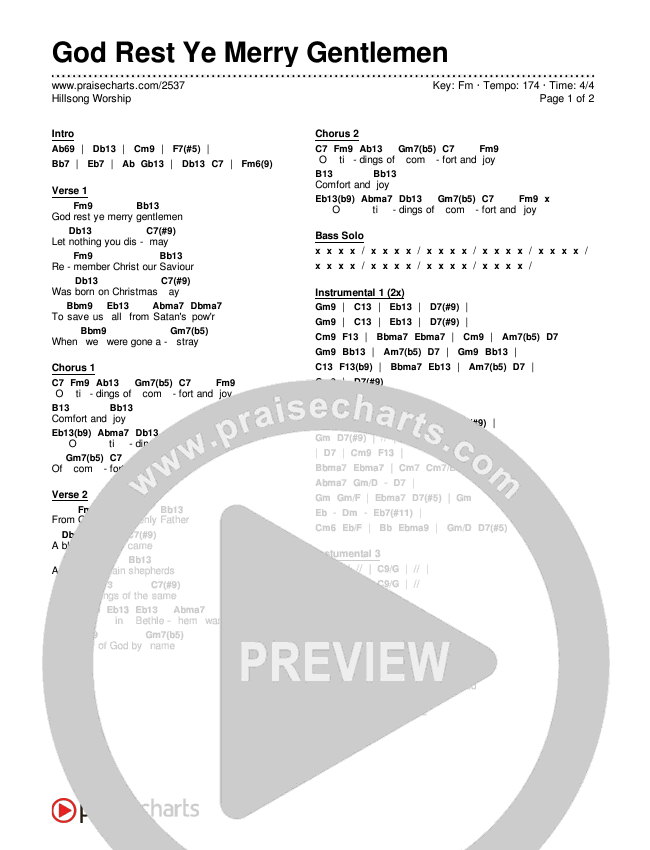 God Rest Ye Merry Gentlemen Chords & Lyrics (Hillsong Worship)