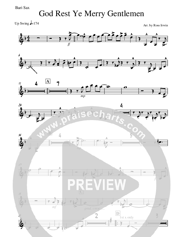 God Rest Ye Merry Gentlemen Bari Sax (Hillsong Worship)