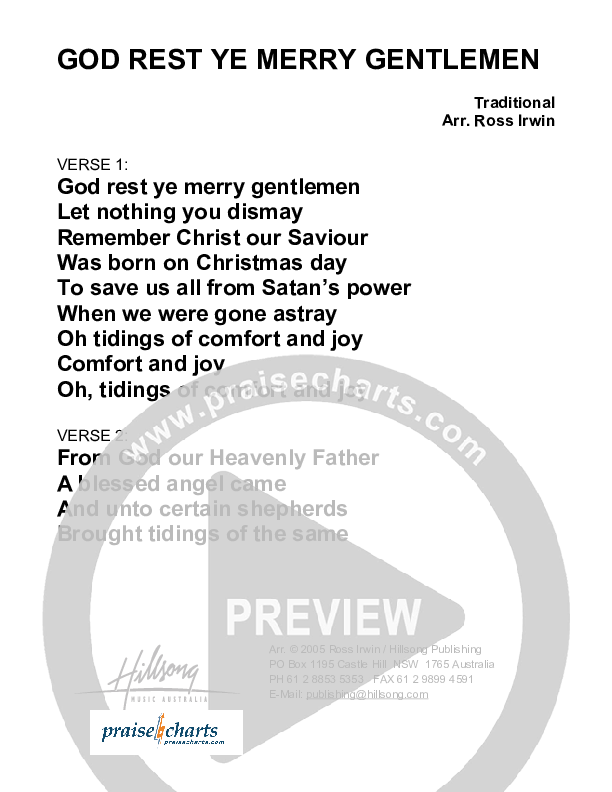 God Rest Ye Merry Gentlemen Lyrics (Hillsong Worship)
