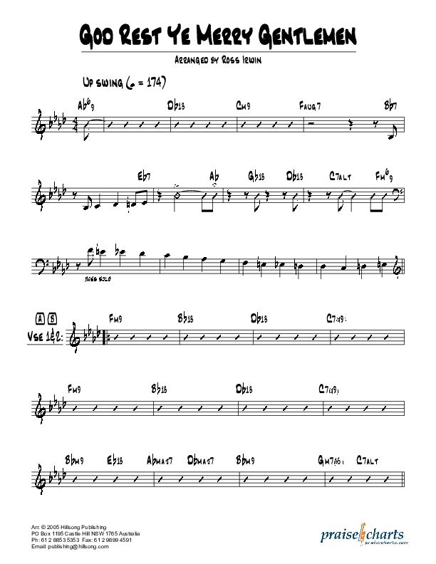 God Rest Ye Merry Gentlemen Rhythm Chart (Hillsong Worship)