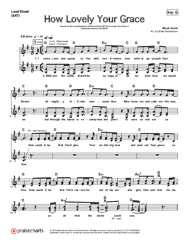 How Lovely Your Grace Lead Sheet (Micah Kersh)