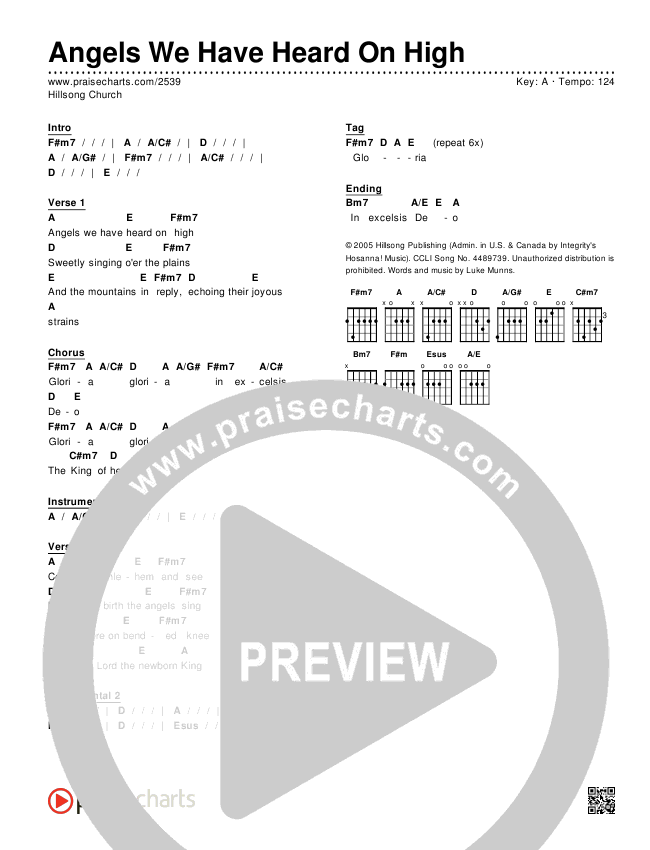 Angels We Have Heard On High Chords & Lyrics (Hillsong Worship)