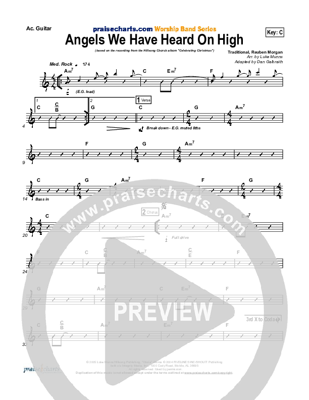 Angels We Have Heard On High Acoustic Guitar (Hillsong Worship)