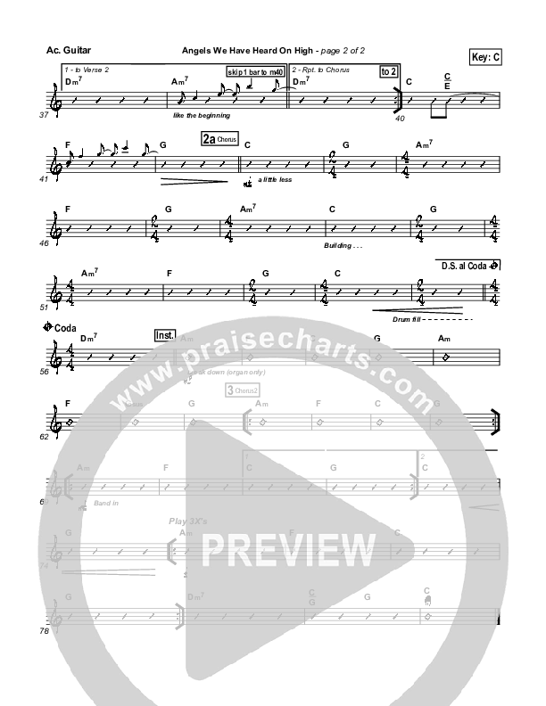 Angels We Have Heard On High Acoustic Guitar (Hillsong Worship)