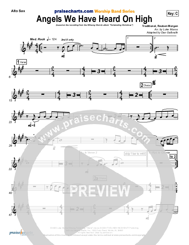 Angels We Have Heard On High Alto Sax (Hillsong Worship)