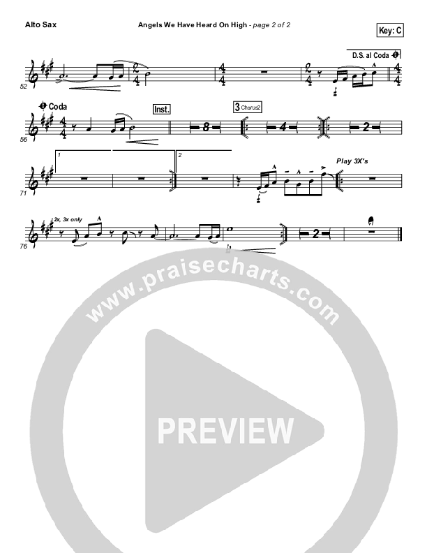 Angels We Have Heard On High Alto Sax (Hillsong Worship)
