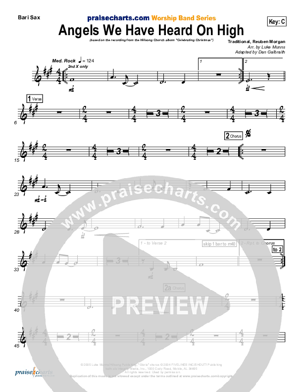 Angels We Have Heard On High Bari Sax (Hillsong Worship)