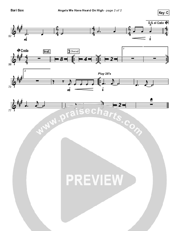 Angels We Have Heard On High Bari Sax (Hillsong Worship)