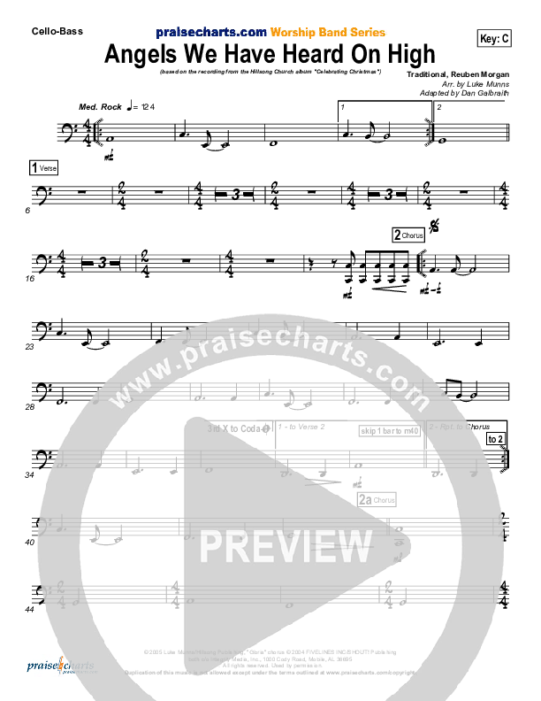 Angels We Have Heard On High Cello/Bass (Hillsong Worship)