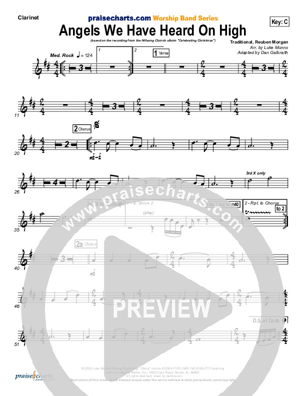 Angels We Have Heard On High Clarinet (Hillsong Worship)