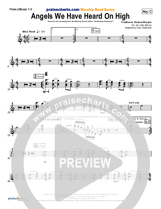 Angels We Have Heard On High Flute/Oboe 1/2/3 (Hillsong Worship)