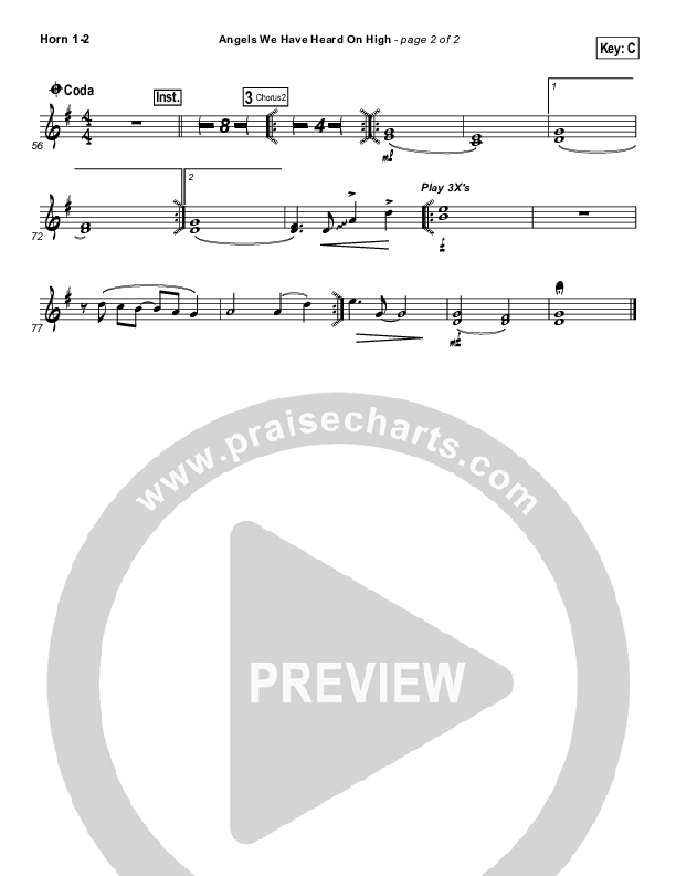 Angels We Have Heard On High French Horn 1/2 (Hillsong Worship)