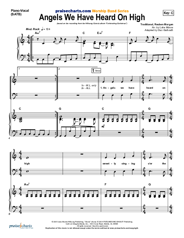 Angels We Have Heard On High Piano/Vocal & Lead (Hillsong Worship)