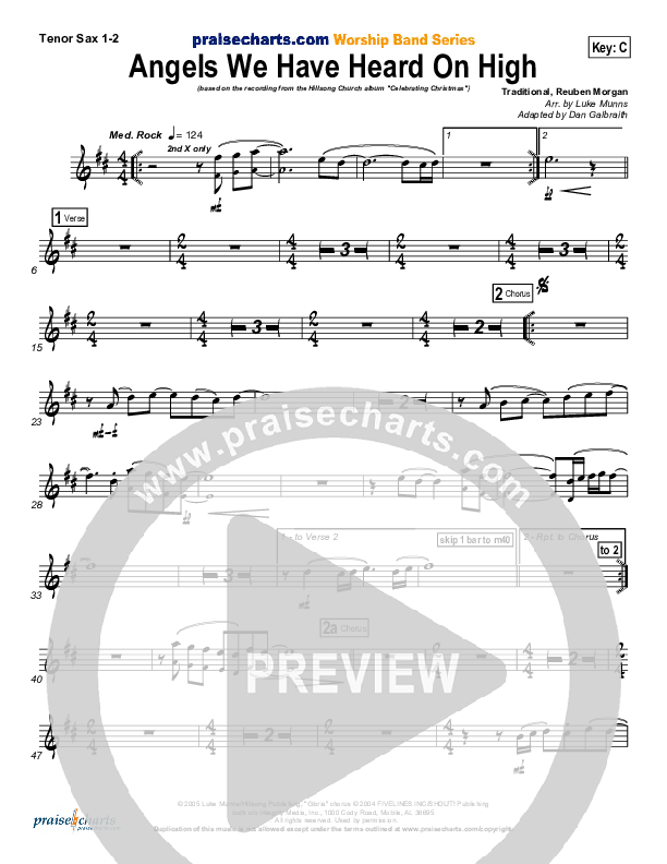 Angels We Have Heard On High Tenor Sax 1/2 (Hillsong Worship)