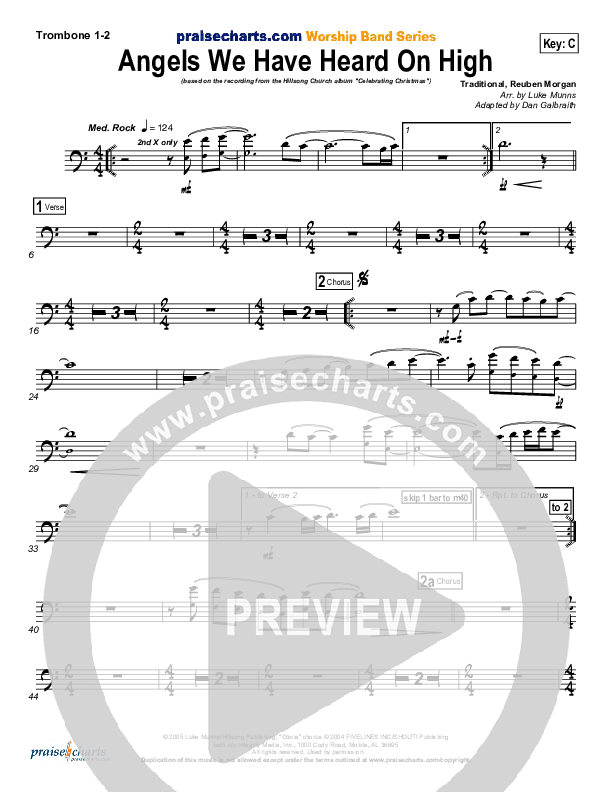 Angels We Have Heard On High Trombone 1/2 (Hillsong Worship)