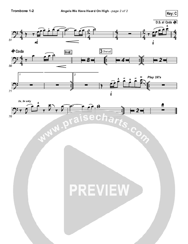 Angels We Have Heard On High Trombone 1/2 (Hillsong Worship)