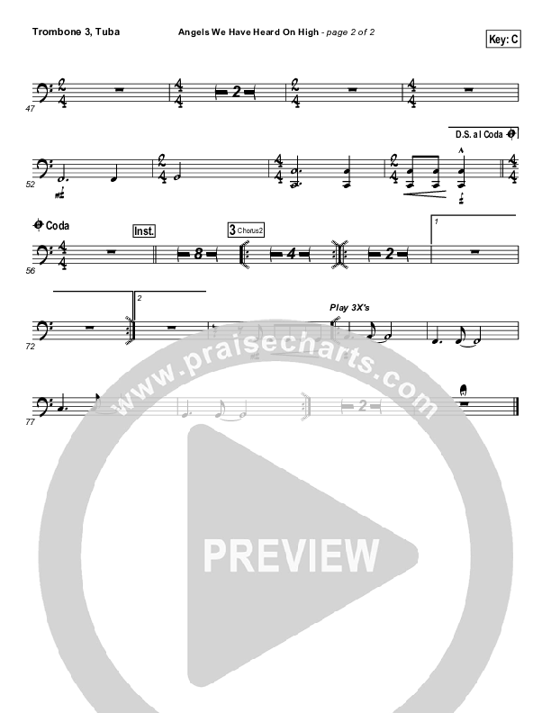 Angels We Have Heard On High Trombone 3/Tuba (Hillsong Worship)