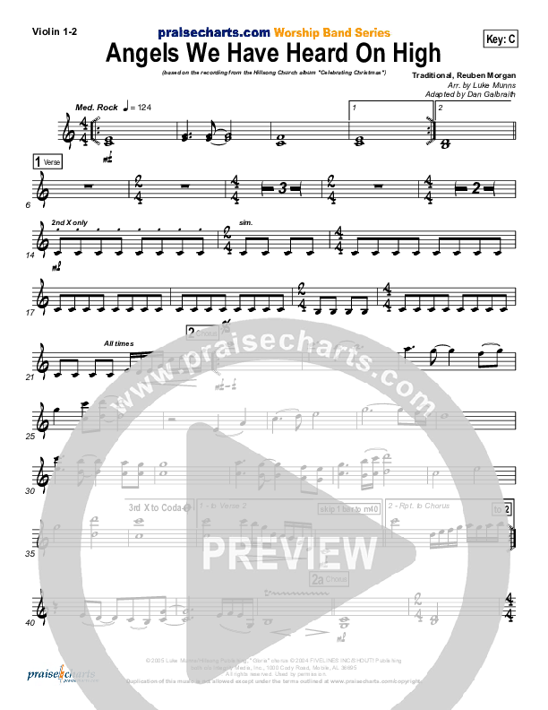 Angels We Have Heard On High Violin 1/2 (Hillsong Worship)