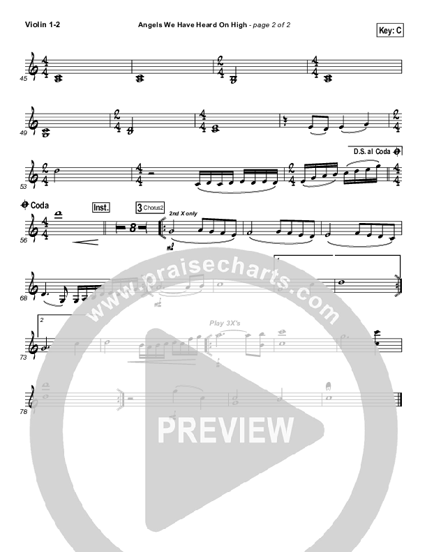 Angels We Have Heard On High Violin 1/2 (Hillsong Worship)