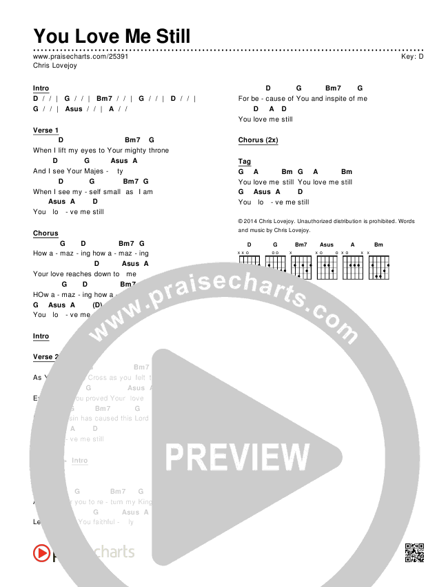 You Love Me Still Chords Chris Lovejoy Praisecharts
