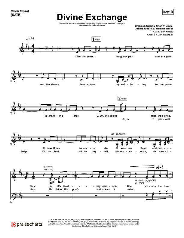 Divine Exchange Choir Vocals (SATB) (Charity Gayle)