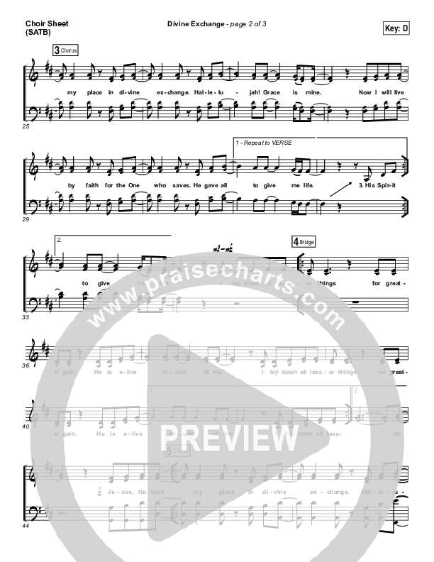 Divine Exchange Vocal Sheet (SATB) (Charity Gayle)