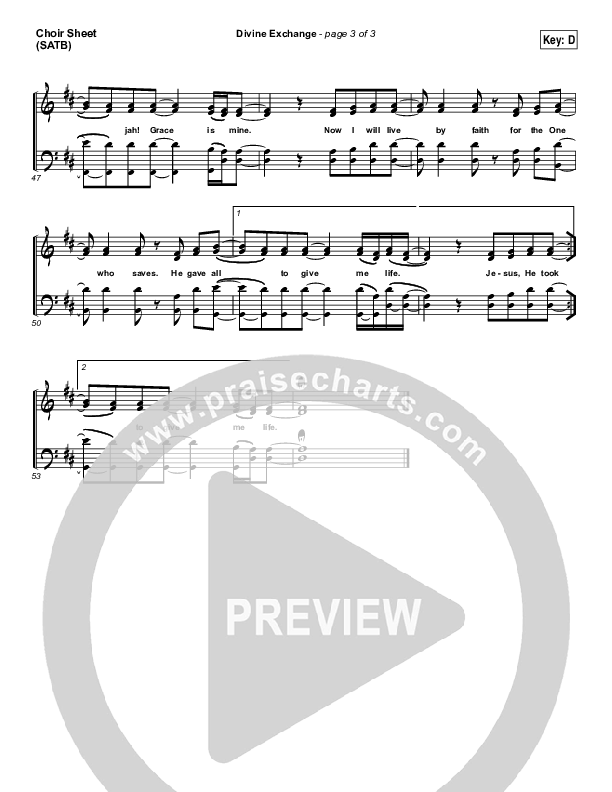 Divine Exchange Choir Sheet (SATB) (Charity Gayle)