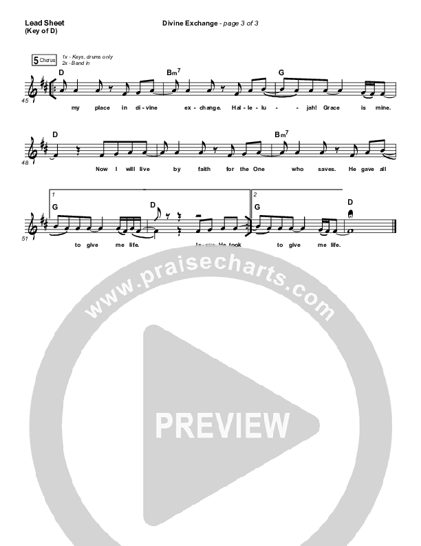 Divine Exchange Lead Sheet (Melody) (Charity Gayle)