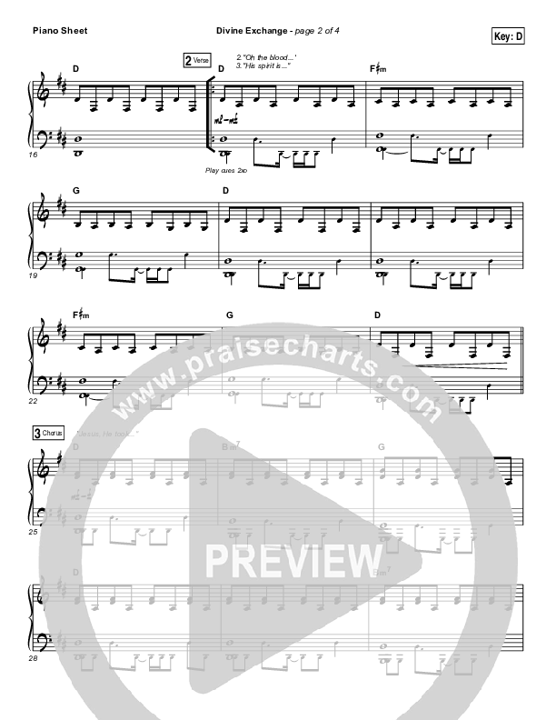 Divine Exchange Piano Sheet (Charity Gayle)