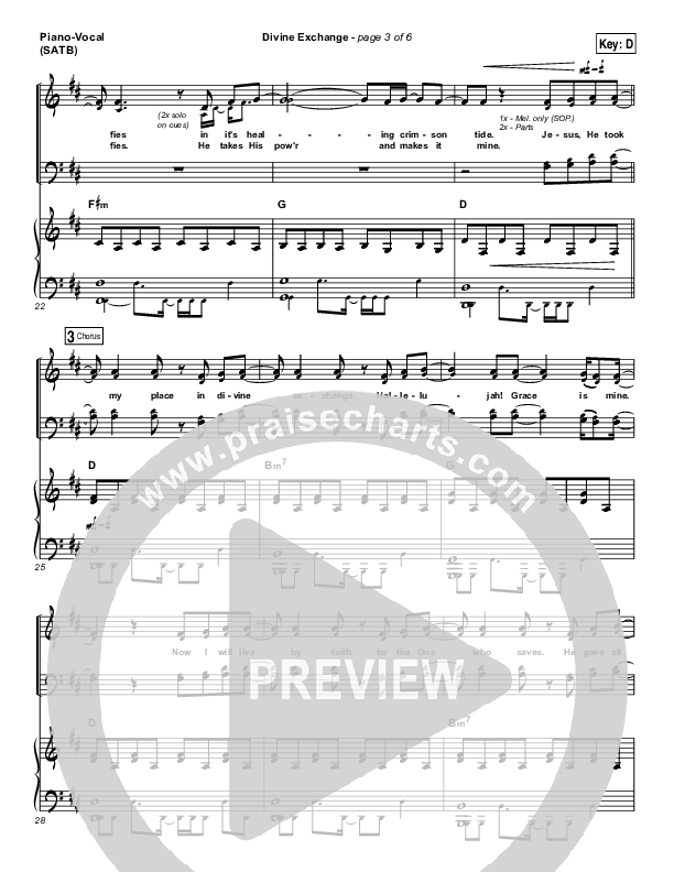 Divine Exchange Piano/Vocal (SATB) (Charity Gayle)