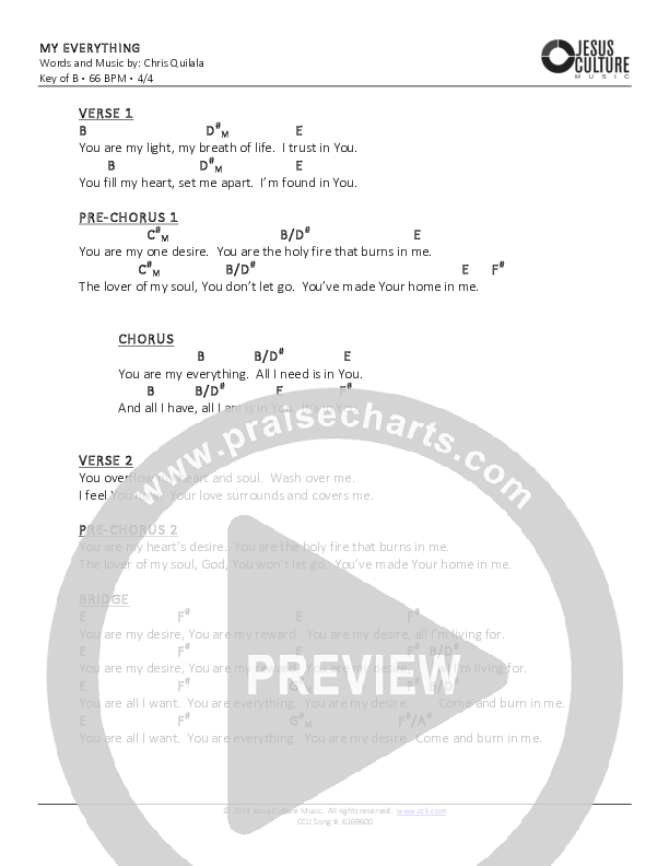 My Everything Chords & Lyrics (Jesus Culture / Chris Quilala)