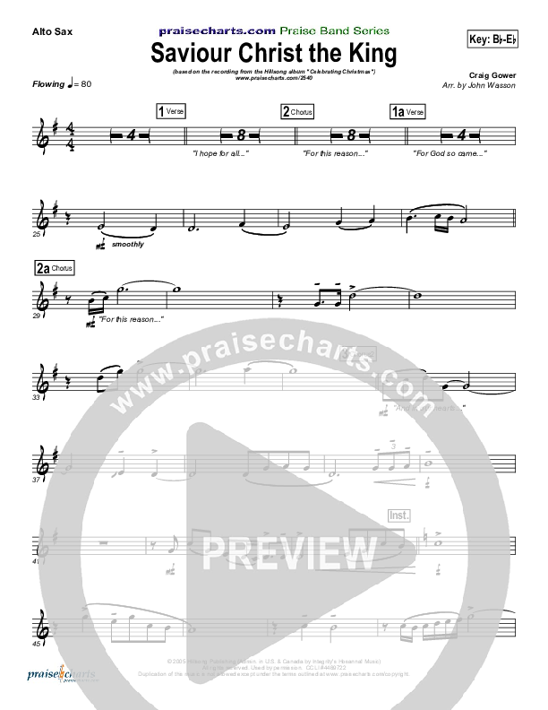Saviour Christ The King Alto Sax (Hillsong Worship)