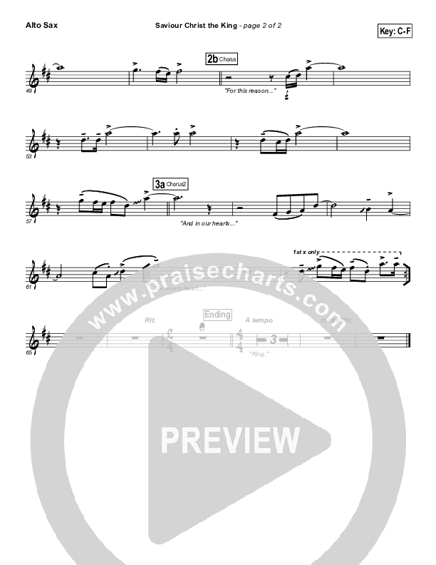 Saviour Christ The King Alto Sax (Hillsong Worship)