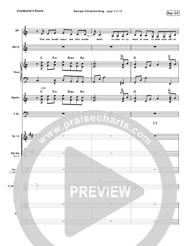 Saviour Christ The King Conductor's Score (Hillsong Worship)