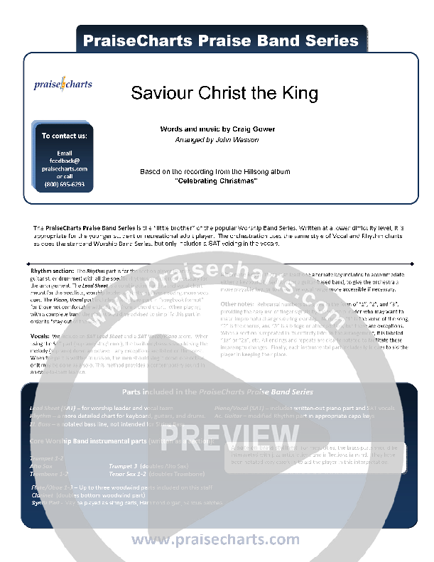 Saviour Christ The King Cover Sheet (Hillsong Worship)