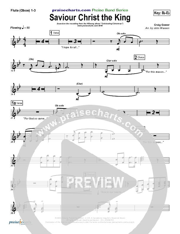 Saviour Christ The King Flute/Oboe 1/2/3 (Hillsong Worship)