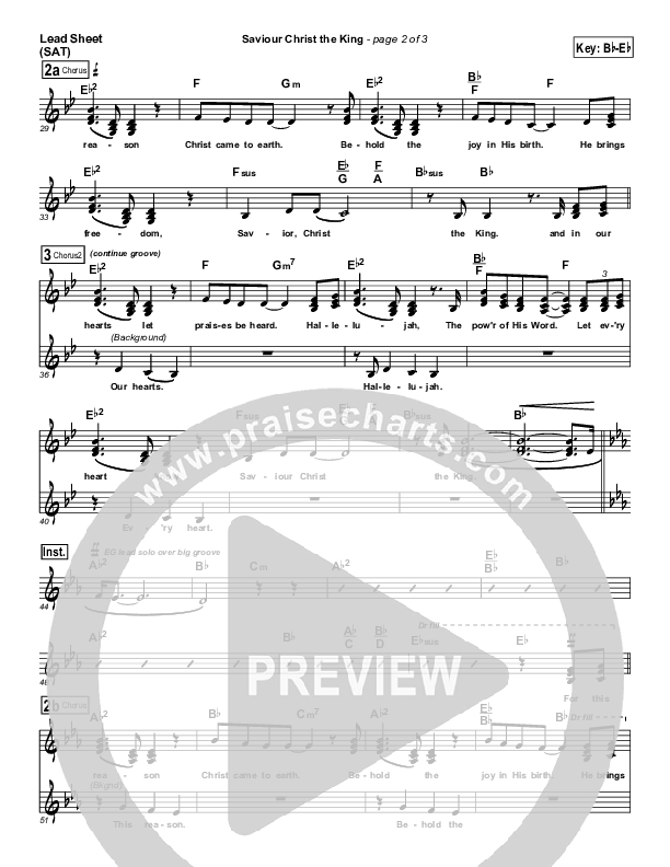 Saviour Christ The King Lead Sheet (Hillsong Worship)