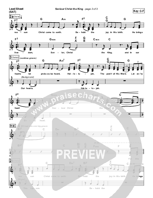 Saviour Christ The King Lead Sheet (Hillsong Worship)