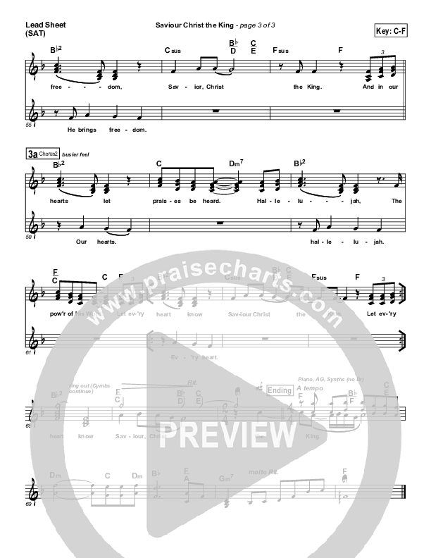 Saviour Christ The King Lead Sheet (Hillsong Worship)