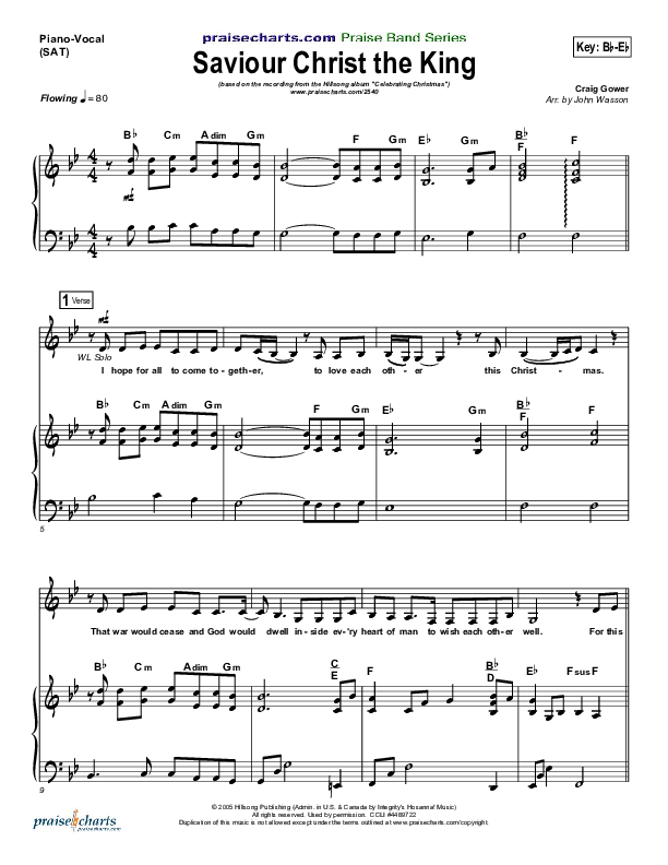 Saviour Christ The King Piano/Vocal (SAT) (Hillsong Worship)