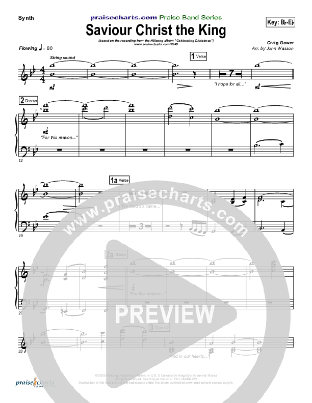 Saviour Christ The King Synth (Hillsong Worship)