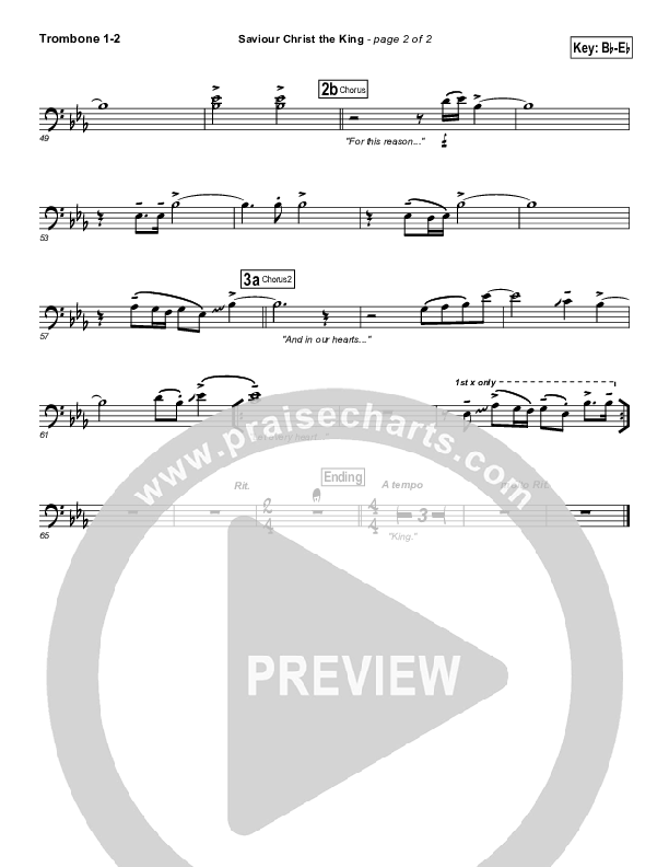 Saviour Christ The King Trombone 1/2 (Hillsong Worship)