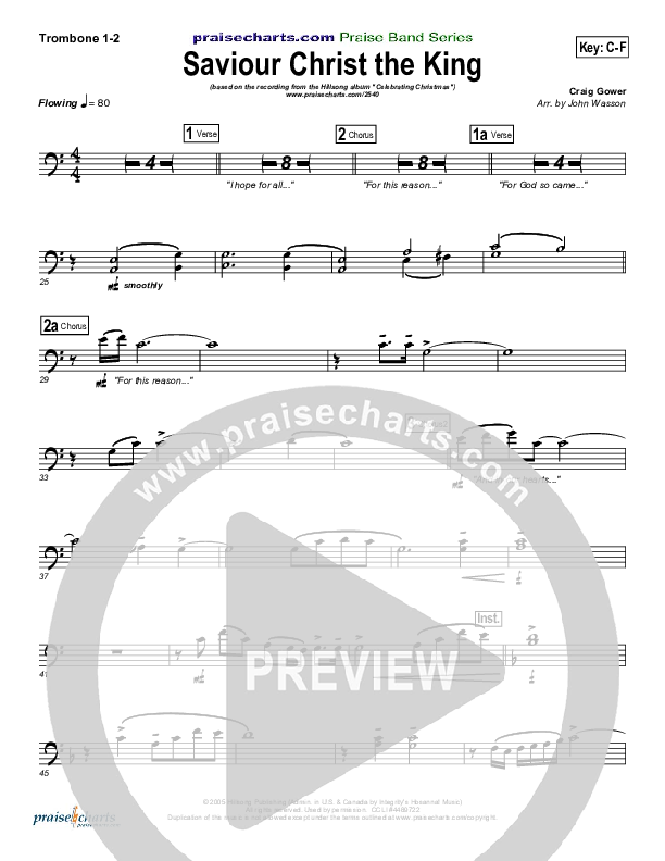 Saviour Christ The King Trombone 1/2 (Hillsong Worship)