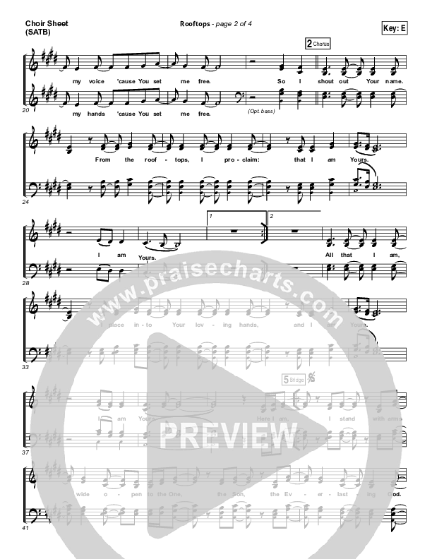 Rooftops Choir Sheet (SATB) (Jesus Culture)