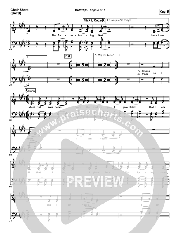 Rooftops Choir Sheet (SATB) (Jesus Culture)