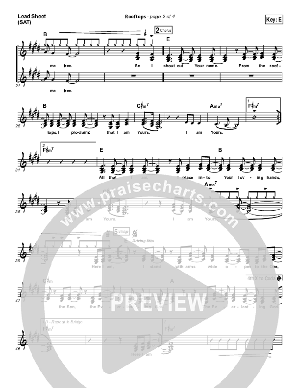 Rooftops Lead Sheet (SAT) (Jesus Culture)
