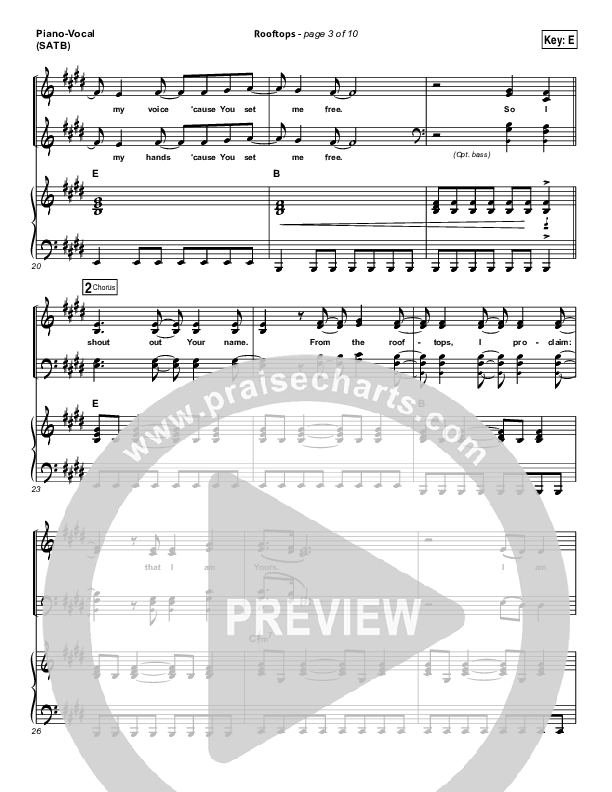 Rooftops Piano/Vocal (SATB) (Jesus Culture)